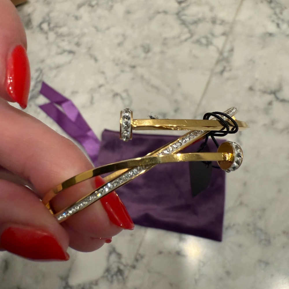 Gold and Silver Bangle with Rhinestones